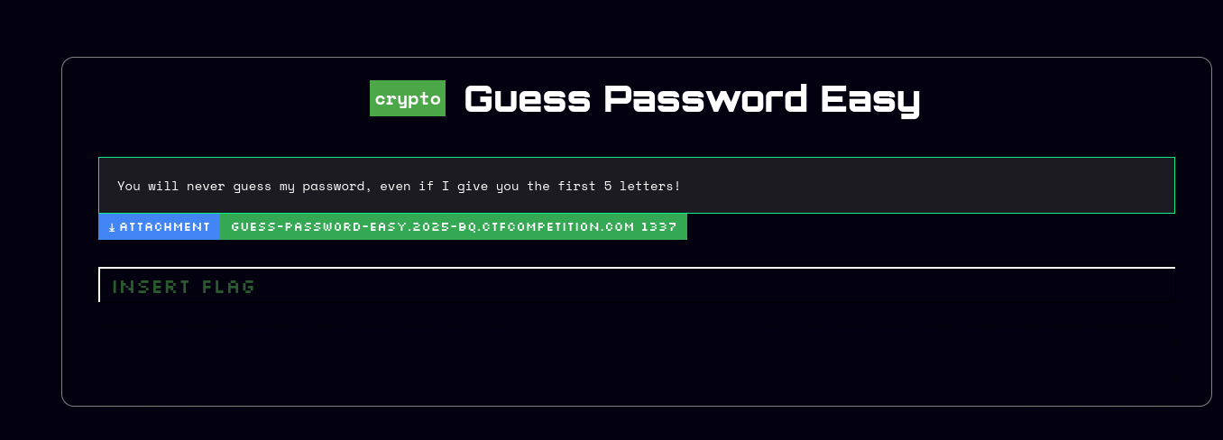 Guess Password Easy challenge overview